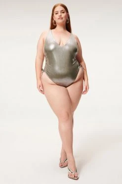 GA-SALE One-Pieces METALLIC FOIL CINCH ONE-PIECE | STORMY FOIL001