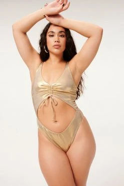 GA-SALE METALLIC FOIL CUT OUT ONEPIECE | MINK FOIL002 One-Pieces