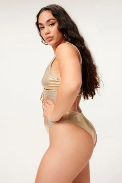 GA-SALE METALLIC FOIL CUT OUT ONEPIECE | MINK FOIL002 One-Pieces