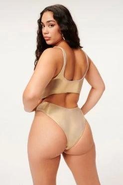 GA-SALE METALLIC FOIL CUT OUT ONEPIECE | MINK FOIL002 One-Pieces