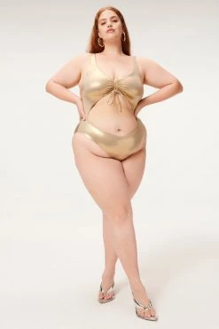 GA-SALE METALLIC FOIL CUT OUT ONEPIECE | MINK FOIL002 One-Pieces