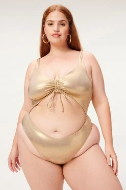 GA-SALE METALLIC FOIL CUT OUT ONEPIECE | MINK FOIL002 One-Pieces