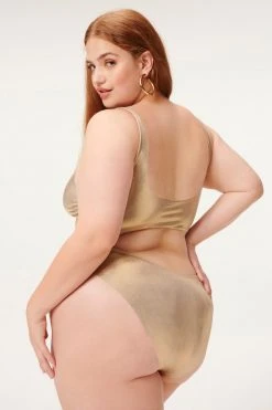 GA-SALE METALLIC FOIL CUT OUT ONEPIECE | MINK FOIL002 One-Pieces