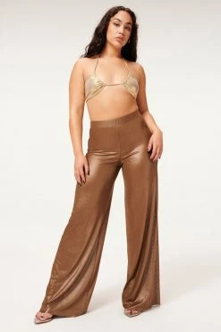 GA-SALE METALLIC FOIL RUCHED HALTER | MINK FOIL002