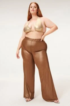 GA-SALE METALLIC FOIL RUCHED HALTER | MINK FOIL002