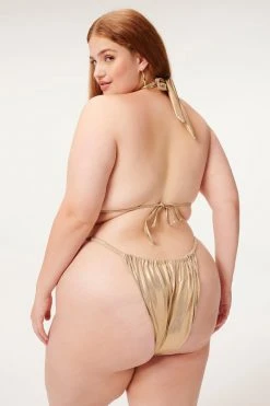 GA-SALE METALLIC FOIL RUCHED HALTER | MINK FOIL002