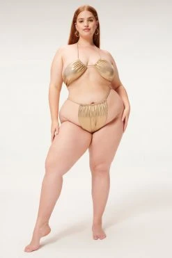 GA-SALE METALLIC FOIL RUCHED HALTER | MINK FOIL002