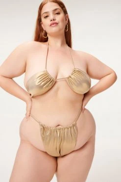 GA-SALE METALLIC FOIL RUCHED HALTER | MINK FOIL002