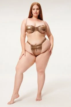 GA-SALE Bikini Bottoms METALLIC RUCHED BOTTOM | MOCHA FOIL002