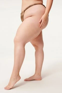 GA-SALE Bikini Bottoms METALLIC RUCHED BOTTOM | MOCHA FOIL002