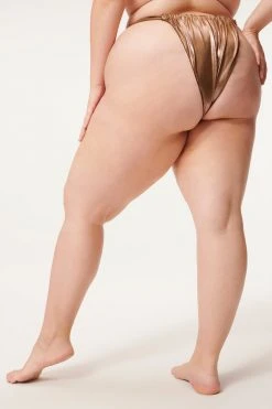 GA-SALE Bikini Bottoms METALLIC RUCHED BOTTOM | MOCHA FOIL002