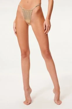 GA-SALE Bikini Bottoms METALLIC RUCH PERFECT FIT BTTM | MINK FOIL002