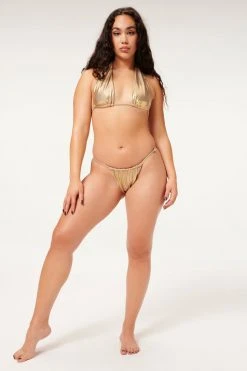 GA-SALE Bikini Bottoms METALLIC RUCH PERFECT FIT BTTM | MINK FOIL002