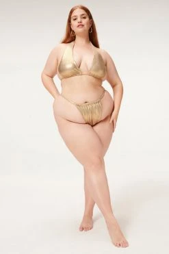 GA-SALE Bikini Bottoms METALLIC RUCH PERFECT FIT BTTM | MINK FOIL002