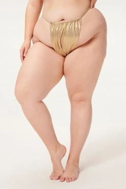 GA-SALE Bikini Bottoms METALLIC RUCH PERFECT FIT BTTM | MINK FOIL002