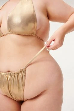 GA-SALE Bikini Bottoms METALLIC RUCH PERFECT FIT BTTM | MINK FOIL002