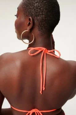 GA-SALE TINY TIES TOP | HOT CORAL001