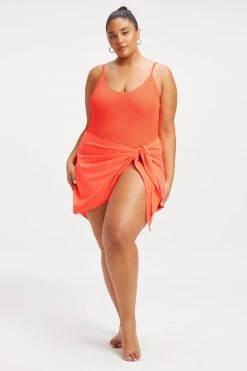GA-SALE LEG DAZE SARONG | HOT CORAL001 Cover Ups