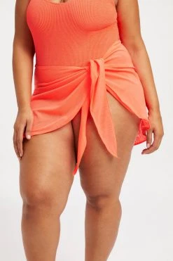 GA-SALE LEG DAZE SARONG | HOT CORAL001 Cover Ups