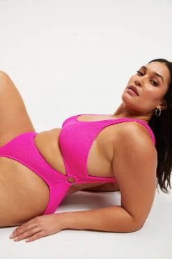 GOOD AMERICAN ALWAYS FITS MONOKINI ONE-PIECE | HAWAIIAN PINK001