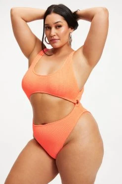 GOOD AMERICAN ALWAYS FITS MONOKINI ONE-PIECE | ORANGE CREAM001