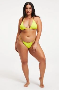 GOOD AMERICAN TINY TIES FIXED BOTTOM | ELECTRIC YELLOW001 Bikini Bottoms
