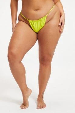 GOOD AMERICAN TINY TIES FIXED BOTTOM | ELECTRIC YELLOW001 Bikini Bottoms