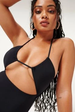 GOOD AMERICAN HALTER ONE-PIECE SWIMSUIT | BLACK001 One-Pieces