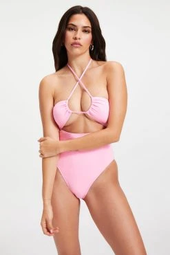GA-SALE HALTER ONE-PIECE SWIMSUIT | SUGAR PINK002