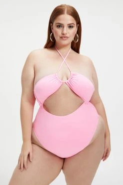 GA-SALE HALTER ONE-PIECE SWIMSUIT | SUGAR PINK002