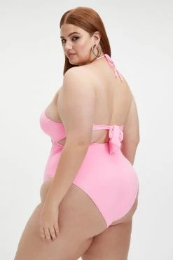 GA-SALE HALTER ONE-PIECE SWIMSUIT | SUGAR PINK002
