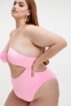 GA-SALE HALTER ONE-PIECE SWIMSUIT | SUGAR PINK002