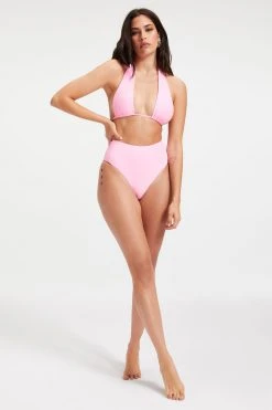 New 😉 GOOD AMERICAN Bikini Tops RUCHED HALTER TOP | SUGAR PINK002 🌟 15 GOOD AMERICAN Bikini Tops RUCHED HALTER TOP | SUGAR PINK002