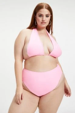 New 😉 GOOD AMERICAN Bikini Tops RUCHED HALTER TOP | SUGAR PINK002 🌟 18 GOOD AMERICAN Bikini Tops RUCHED HALTER TOP | SUGAR PINK002