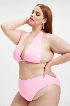 New 😉 GOOD AMERICAN Bikini Tops RUCHED HALTER TOP | SUGAR PINK002 🌟 17 GOOD AMERICAN Bikini Tops RUCHED HALTER TOP | SUGAR PINK002