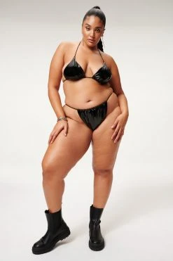 GOOD AMERICAN VINYL TINY TIES FIXED BOTTOM | BLACK001