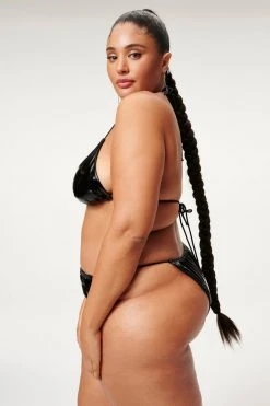 GOOD AMERICAN VINYL TINY TIES TOP | BLACK001