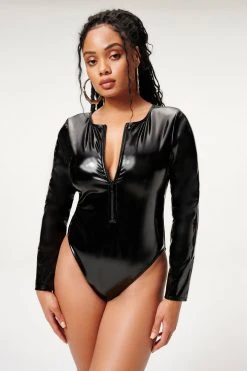 GOOD AMERICAN One-Pieces VINYL ZIP ONE-PIECE | BLACK001