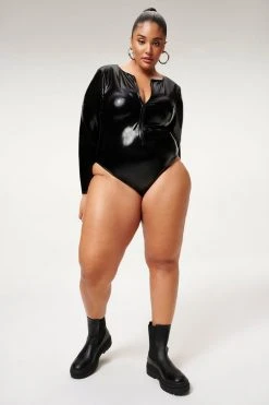 GOOD AMERICAN One-Pieces VINYL ZIP ONE-PIECE | BLACK001