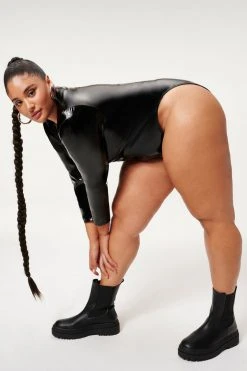 GOOD AMERICAN One-Pieces VINYL ZIP ONE-PIECE | BLACK001