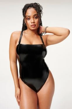GOOD AMERICAN VINYL CONTOUR ONE-PIECE | BLACK001