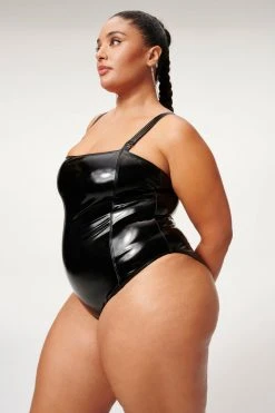 GOOD AMERICAN VINYL CONTOUR ONE-PIECE | BLACK001