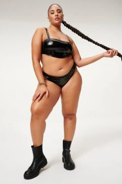 GOOD AMERICAN VINYL BETTER BIKINI CHEEKY | BLACK001