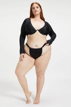 GOOD AMERICAN SHOWOFF LONG SLEEVE | BLACK001 Bikini Tops