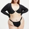 GOOD AMERICAN SHOWOFF LONG SLEEVE | BLACK001 Bikini Tops