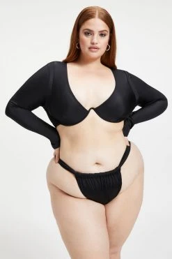 GOOD AMERICAN SHOWOFF LONG SLEEVE | BLACK001 Bikini Tops