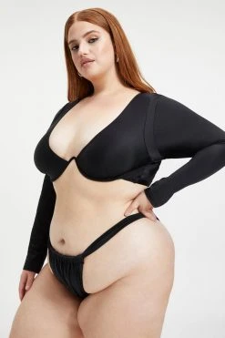 GOOD AMERICAN SHOWOFF LONG SLEEVE | BLACK001 Bikini Tops