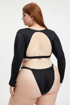 GOOD AMERICAN SHOWOFF LONG SLEEVE | BLACK001 Bikini Tops