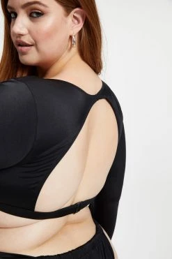 GOOD AMERICAN SHOWOFF LONG SLEEVE | BLACK001 Bikini Tops