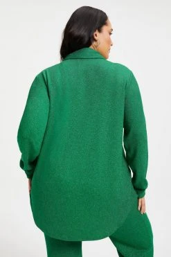 GOOD AMERICAN Cover Ups SPARKLE BUTTON DOWN TOP | SUMMER GREEN002